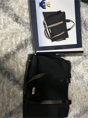 Versace Black and Gold Logo Strap Keychain